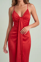 Draped V-Neck Maxi Dress