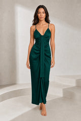 Draped V-Neck Maxi Dress