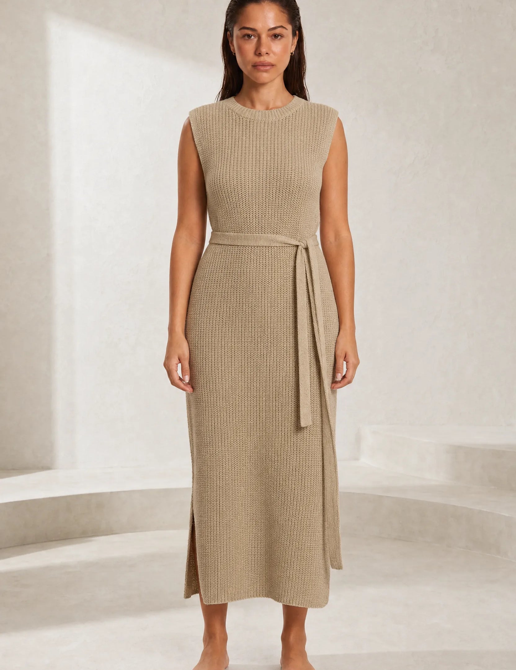 Robe longue en maille fendue | Lounelle Paris