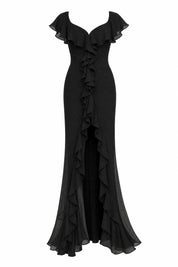 Robe longue fendue à volants | Lounelle Paris