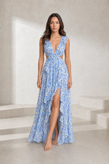 Long floral backless dress
