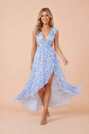 Robe longue fleurie dos nu | Vue en mouvement | Lounelle Paris