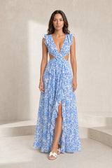 Long floral backless dress