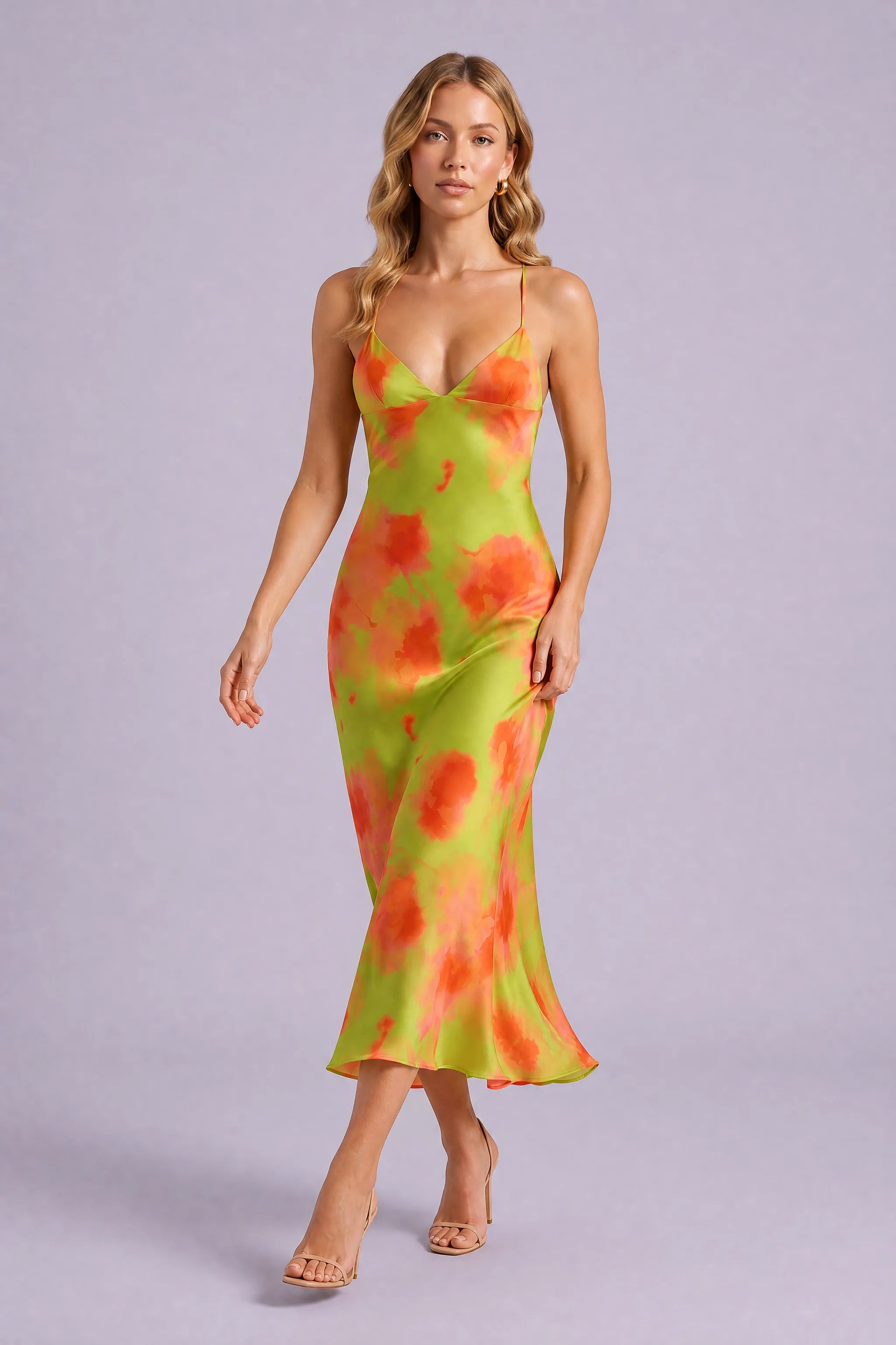 Robe longue florale dos nu | Vue en mouvement | Lounelle Paris