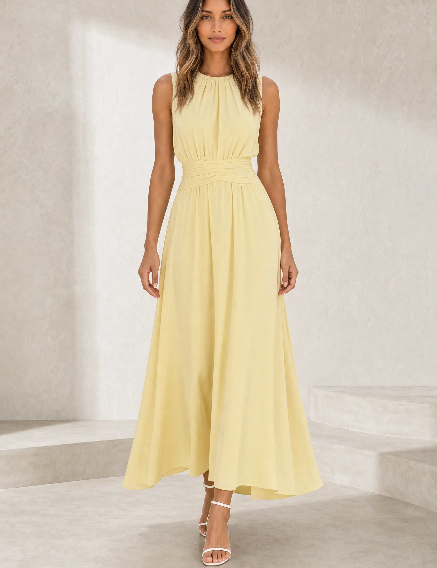Robe longue fluide taille drapée | Lounelle Paris