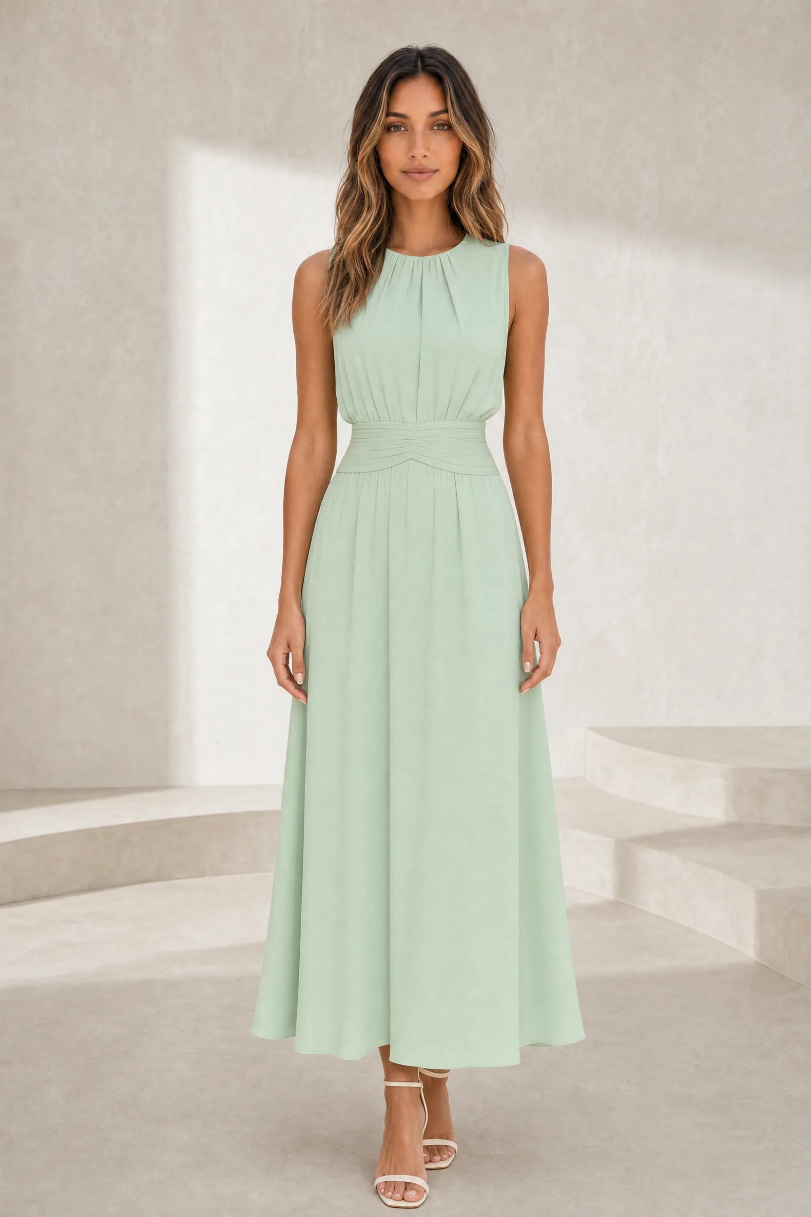 Robe longue fluide taille drapée | Lounelle Paris