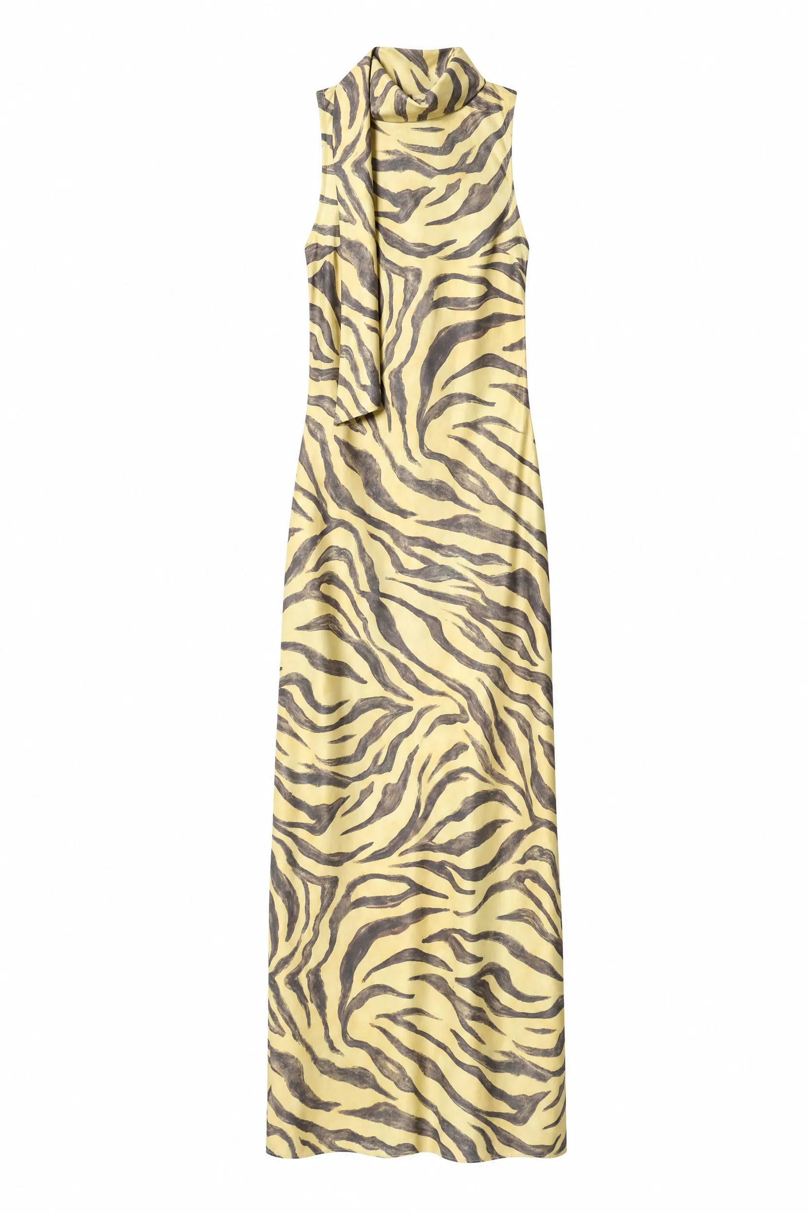 Robe longue imprimé zèbre col écharpe | Lounelle Paris