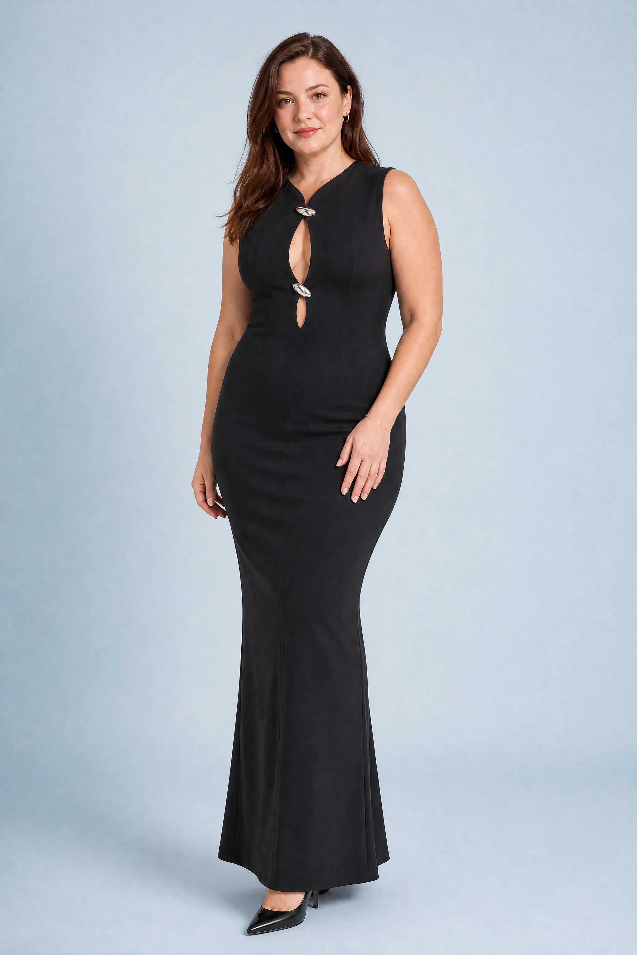Robe longue moulante ajourée | Porté sur une autre silhouette | Lounelle Paris
