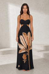 Black backless maxi dress