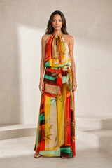 Long orange halter dress