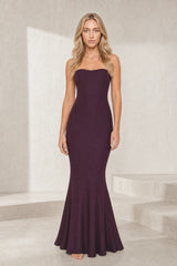Prune bustier long dress with open back