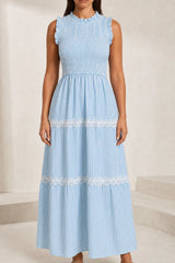 Long Striped Smocked Dress