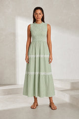 Long Striped Smocked Dress