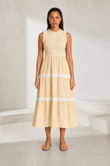 Long Striped Smocked Dress