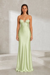 Light green backless maxi dress