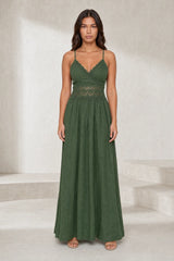Dark green smock-back maxi dress