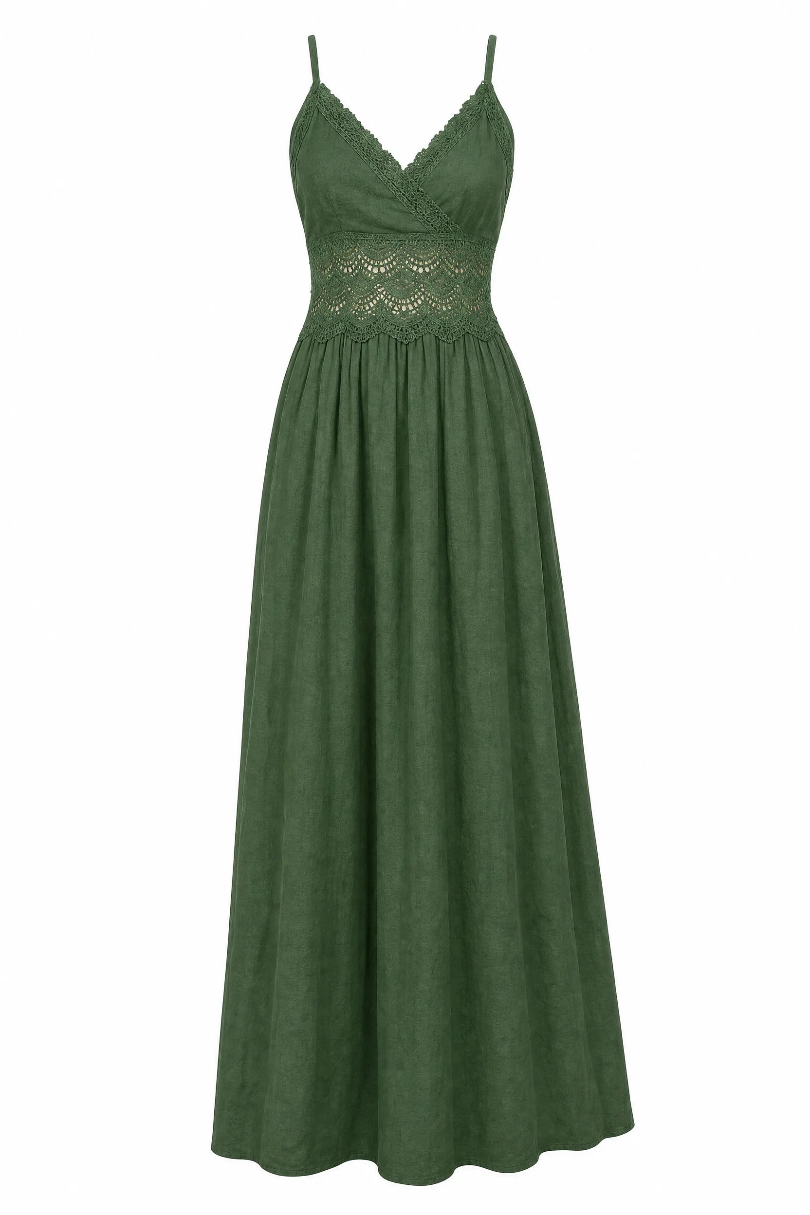 Robe longue vert foncé dos smocké | Lounelle Paris