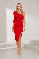 Asymmetric Slit Midi Dress