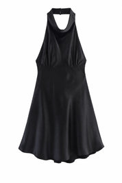Robe noire col licou satinée | Lounelle Paris