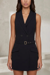 Robe noire tailleur sans manches | Lounelle Paris