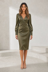 Satin V-Neck Dress