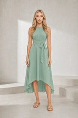 Mint green asymmetrical sleeveless dress