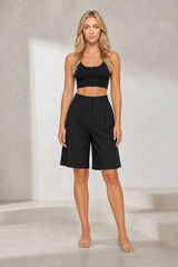 High-waisted loose shorts