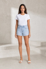 High-rise Blue Denim Shorts
