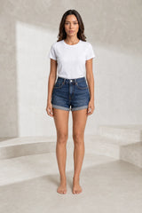 High-rise Blue Denim Shorts