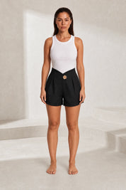 Short noir taille haute en V | Lounelle Paris