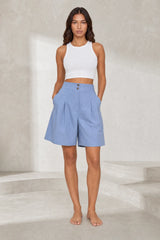 High-waisted pleated mini skirt