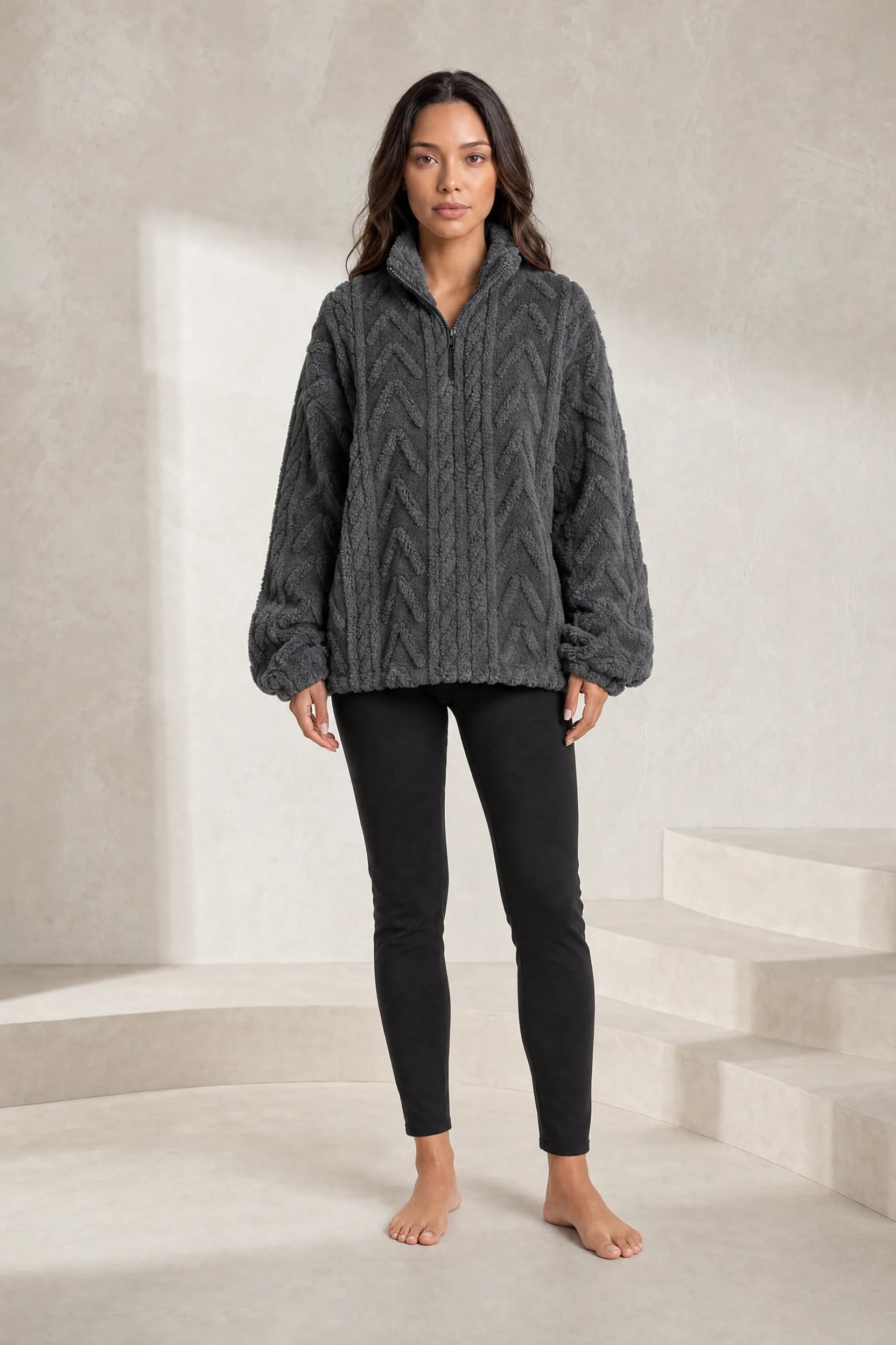Sweat pelucheux col montant zippé | Lounelle Paris