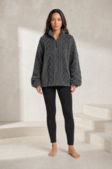Plush High-Neck Zip Sweatshirt