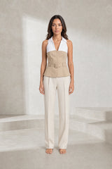 Bicolor apricot halter top