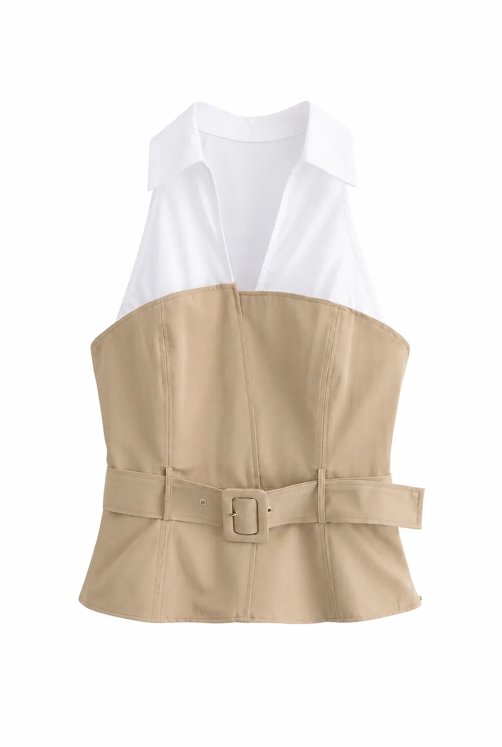 Top abricot col licou bicolore | Lounelle Paris