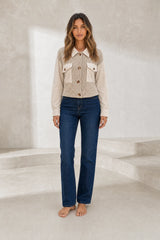 Beige houndstooth velvet jacket