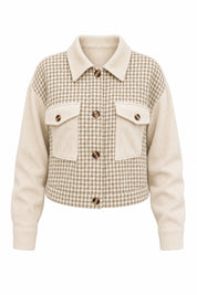 Veste beige en velours pied-de-poule | Lounelle Paris
