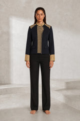 Dark Blue Jacket with Gold Embroidery