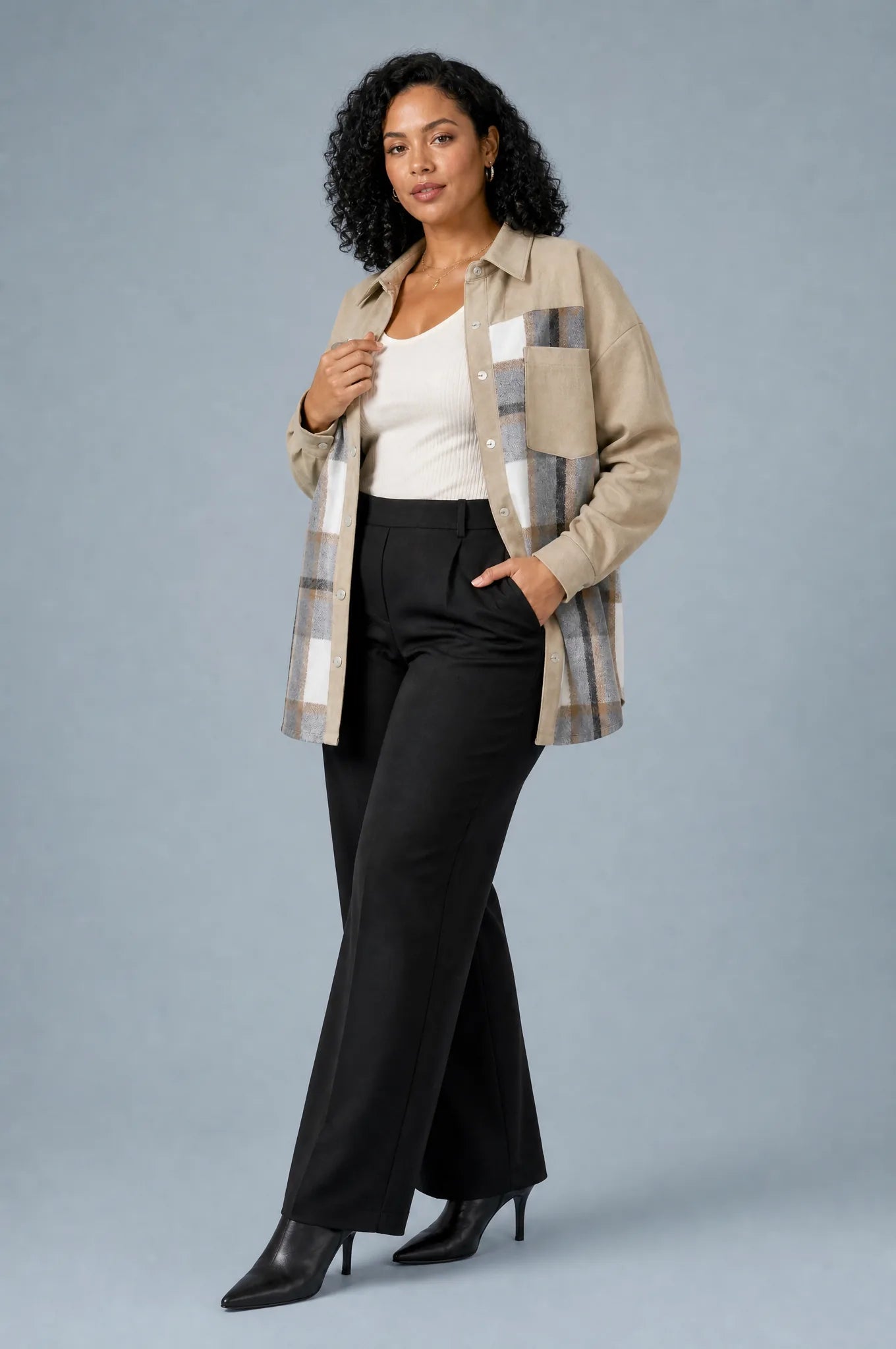 Veste chemise ample à carreaux à carreaux | Porté sur une autre silhouette | Lounelle Paris