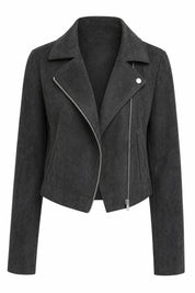 Veste courte suédine zip asymétrique | Lounelle Paris