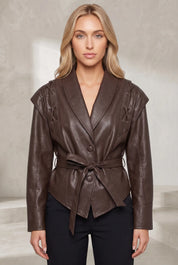 Veste effet cuir col tailleur | Lounelle Paris