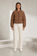 Short Quilted Baseball Collar Jacket