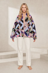 Quilted printed oversized jacket