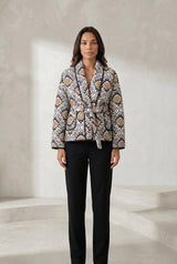 Printed Quilted V-Neck Jacket