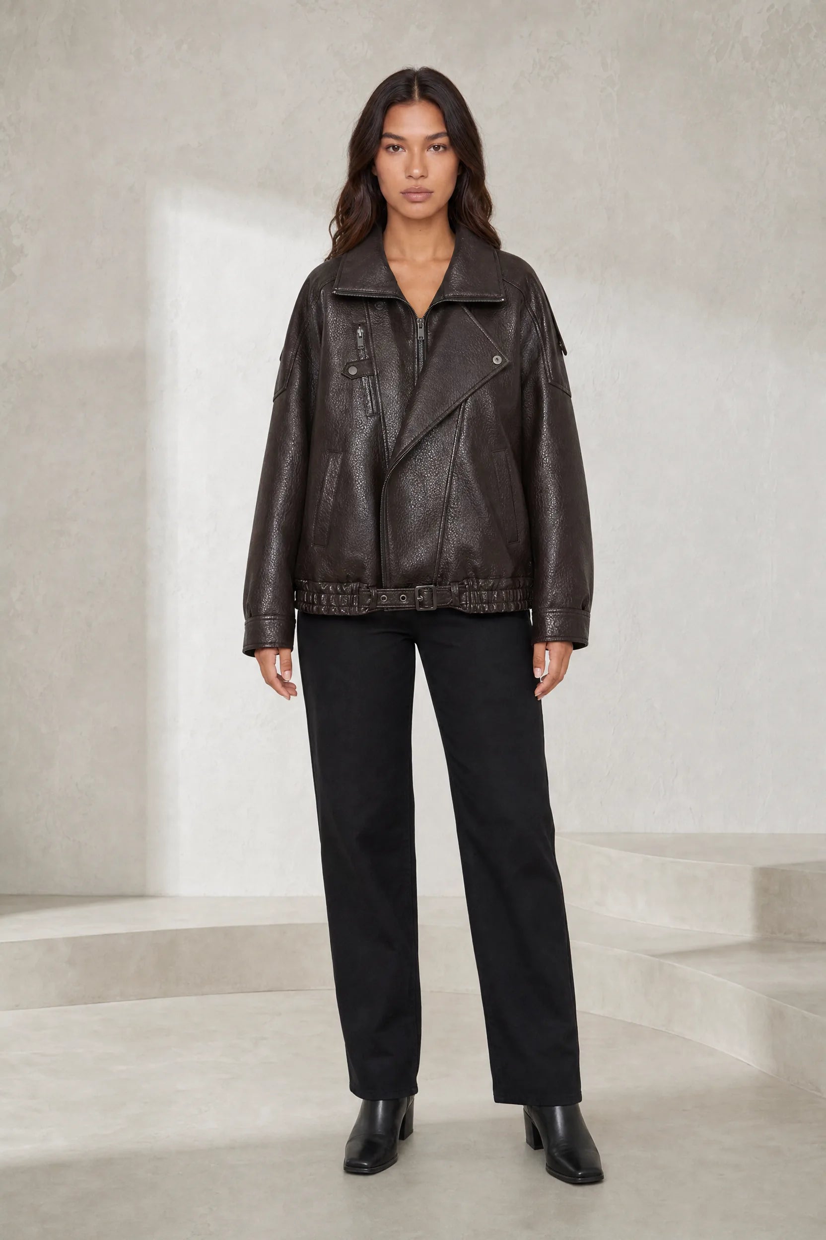Veste motard ample ceinturée | Lounelle Paris