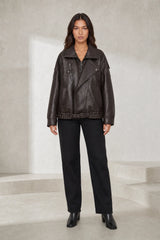 Loose Belted Biker Jacket