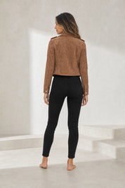 Veste motarde suéde zip asymétrique | Lounelle Paris