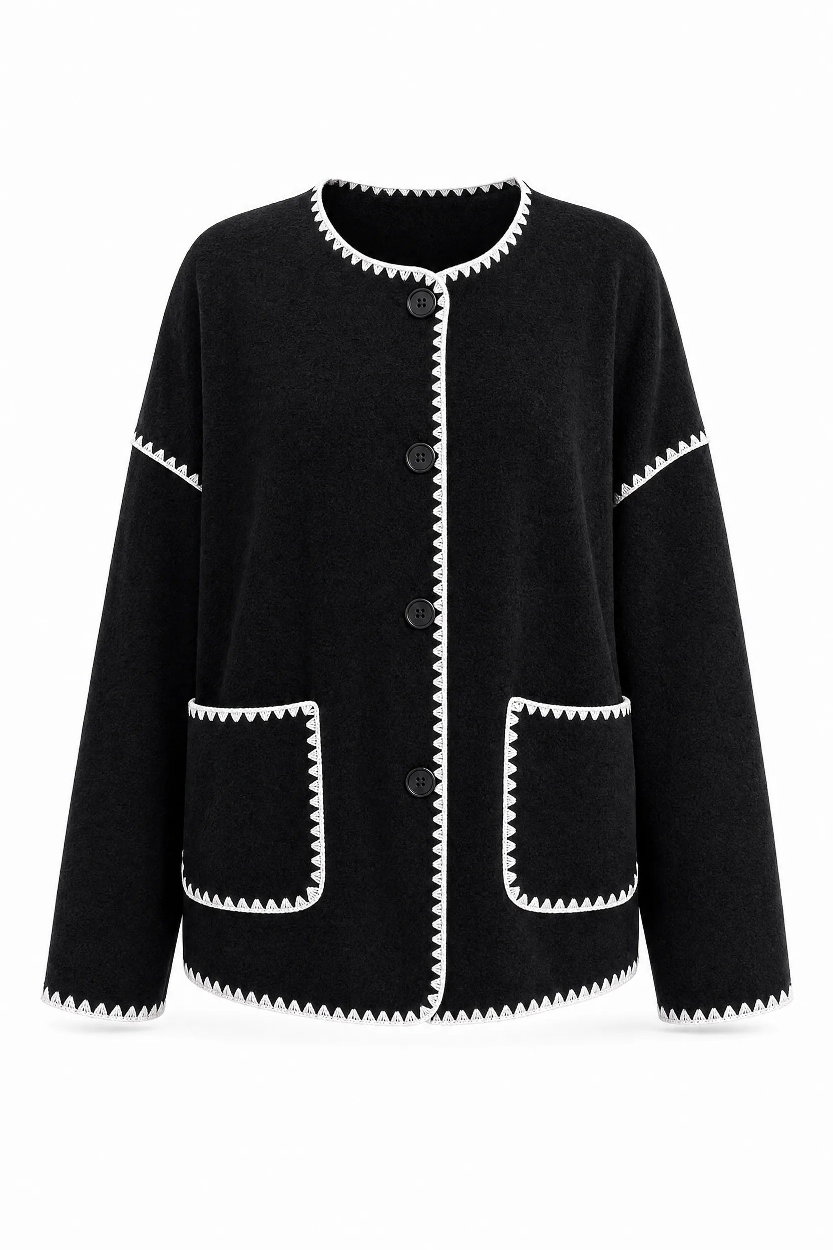 Veste polaire noire bicolore ample | Lounelle Paris
